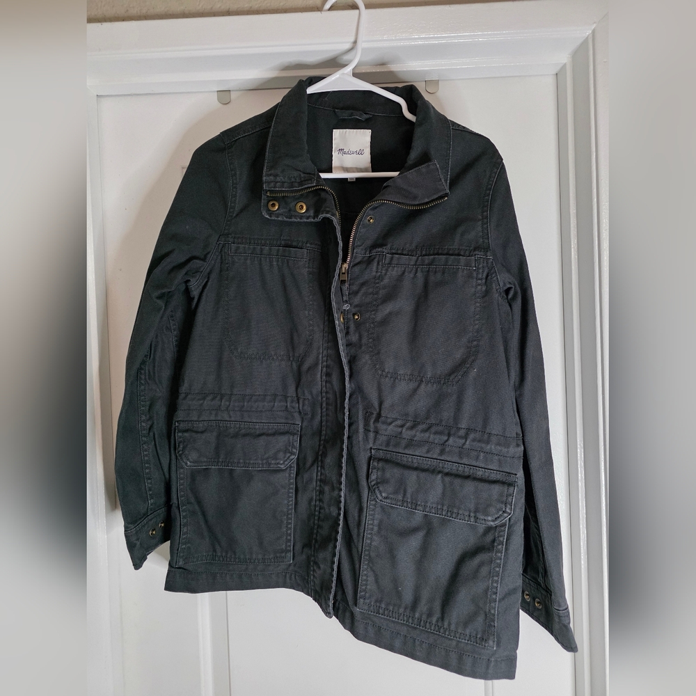 Madewell Utility Jacket 🖤 Washed Charcoal Zip Front Lightweight Jacket Women’s - Picture 3 of 5